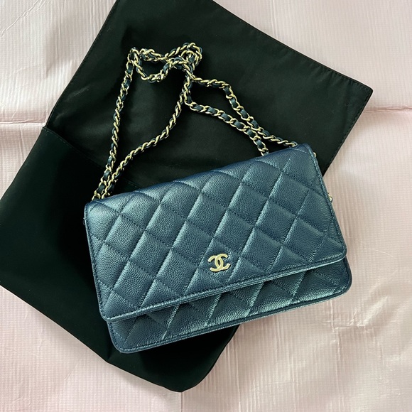 Handbags - Chanel woc in blue, full receipt and packing